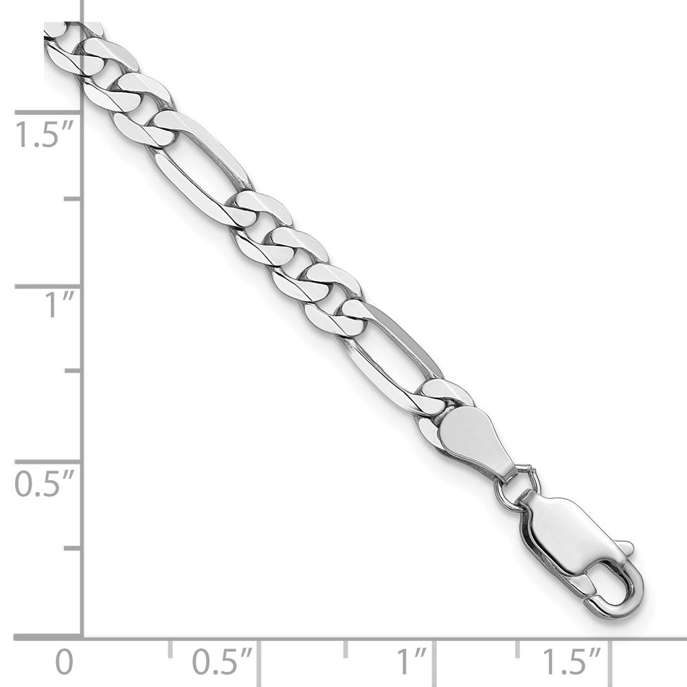 14K White Gold 4.5mm Flat Figaro With Lobster Clasp Chain Bracelet