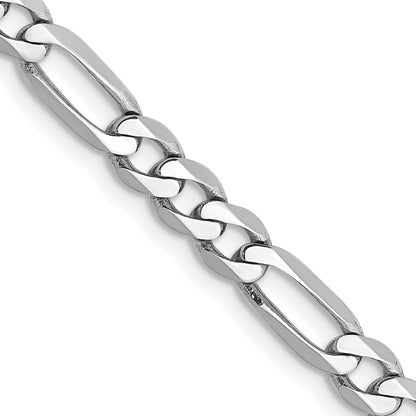 14K White Gold 20 Inch 4.5mm Flat Figaro With Lobster Clasp Chain