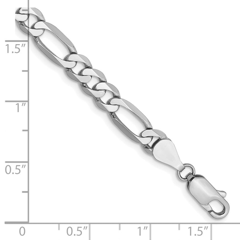 Solid 14K White Gold 8 inch 5.5mm Flat Figaro with Lobster Clasp Bracelet