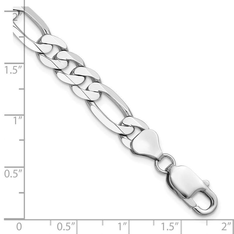 Solid 14K White Gold 8 inch 7.5mm Flat Figaro with Lobster Clasp Bracelet