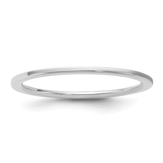10K White Gold 10Kw 1mm Standard Flat Comfort Fit Band Size 8