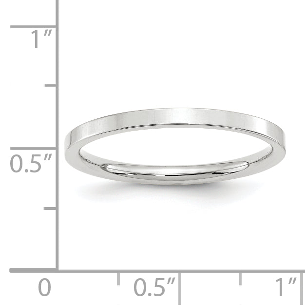 Solid 14K White Gold 2mm Standard Flat Comfort Fit Men's/Women's Wedding Band Ring Size 5.5