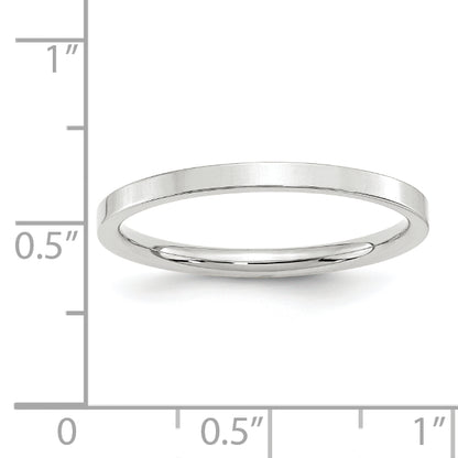 Solid 10K White Gold 2mm Standard Flat Comfort Fit Men's/Women's Wedding Band Ring Size 6.5