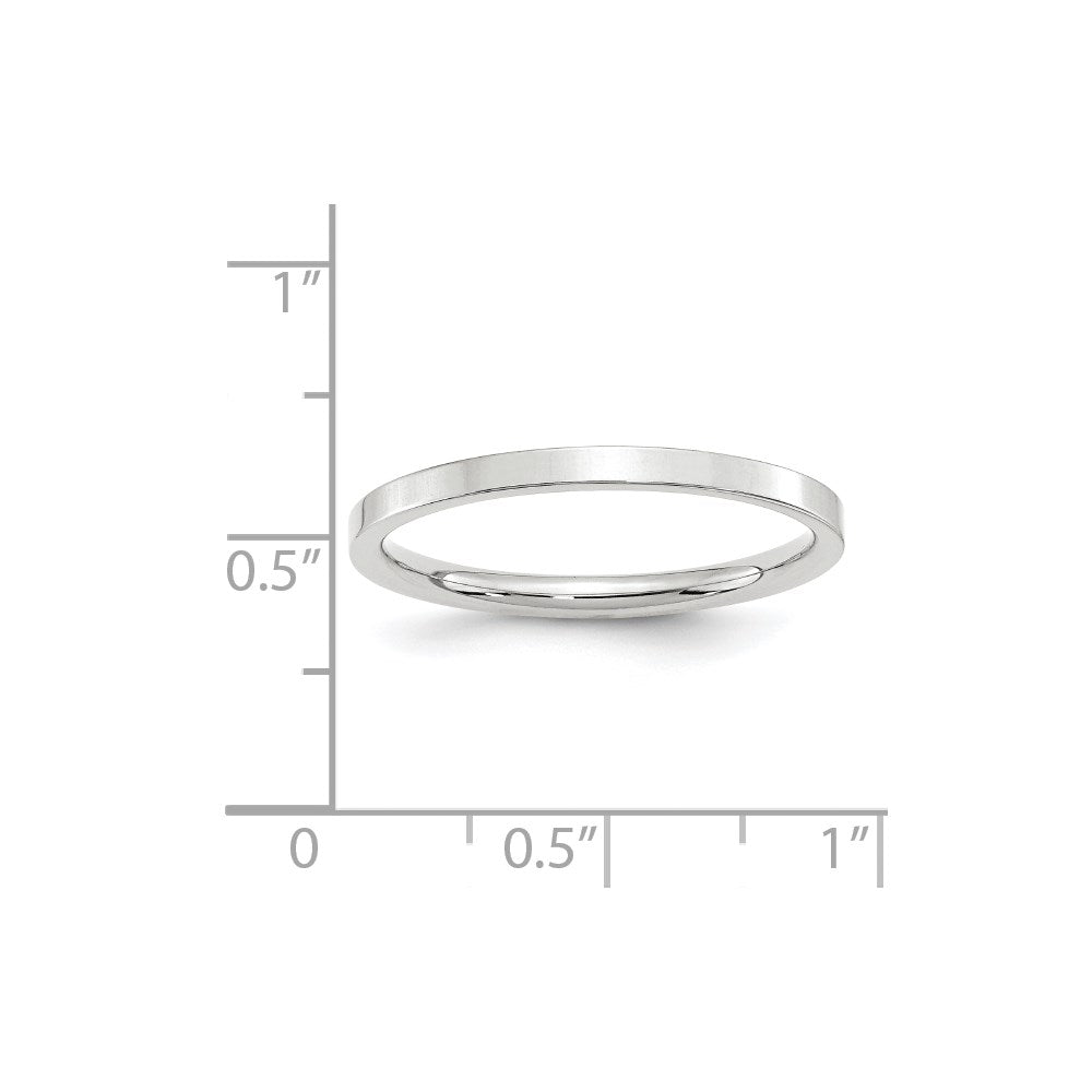 18k White Gold 2mm Standard Weight Flat Comfort Fit Wedding Band Ring