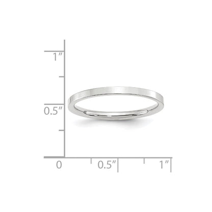 18k White Gold 2mm Standard Weight Flat Comfort Fit Wedding Band Ring