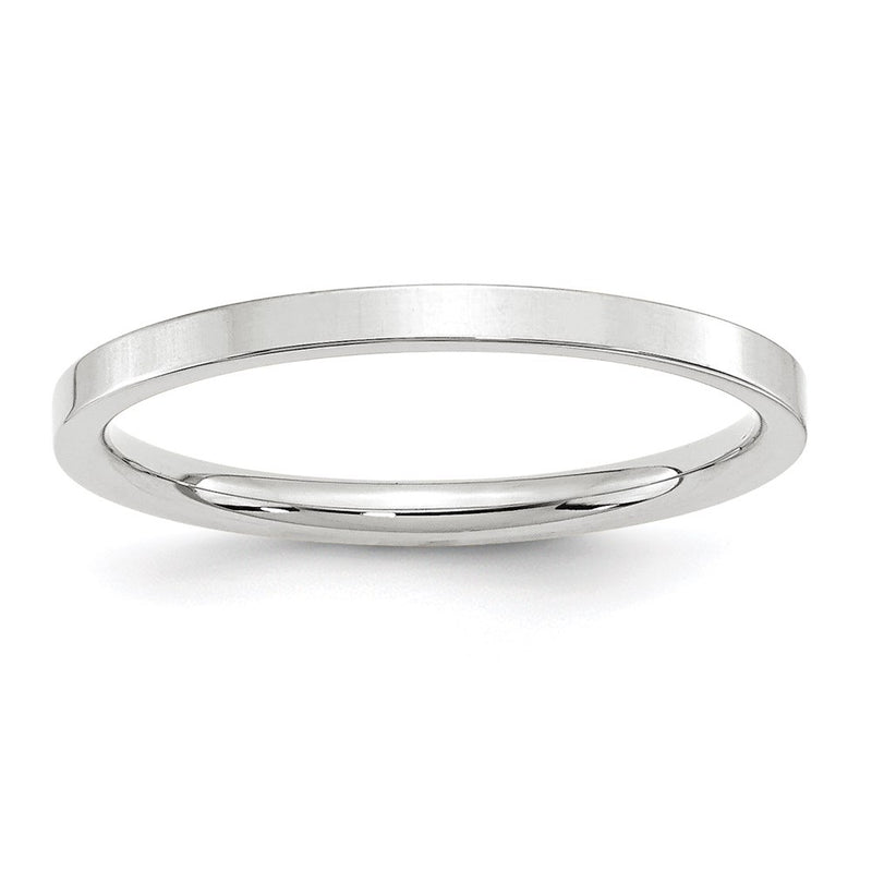 14k White Gold 2mm Standard Weight Flat Comfort Fit Wedding Band Ring