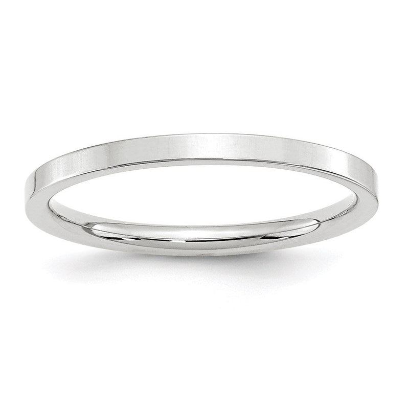 18k White Gold 2mm Standard Weight Flat Comfort Fit Wedding Band Ring