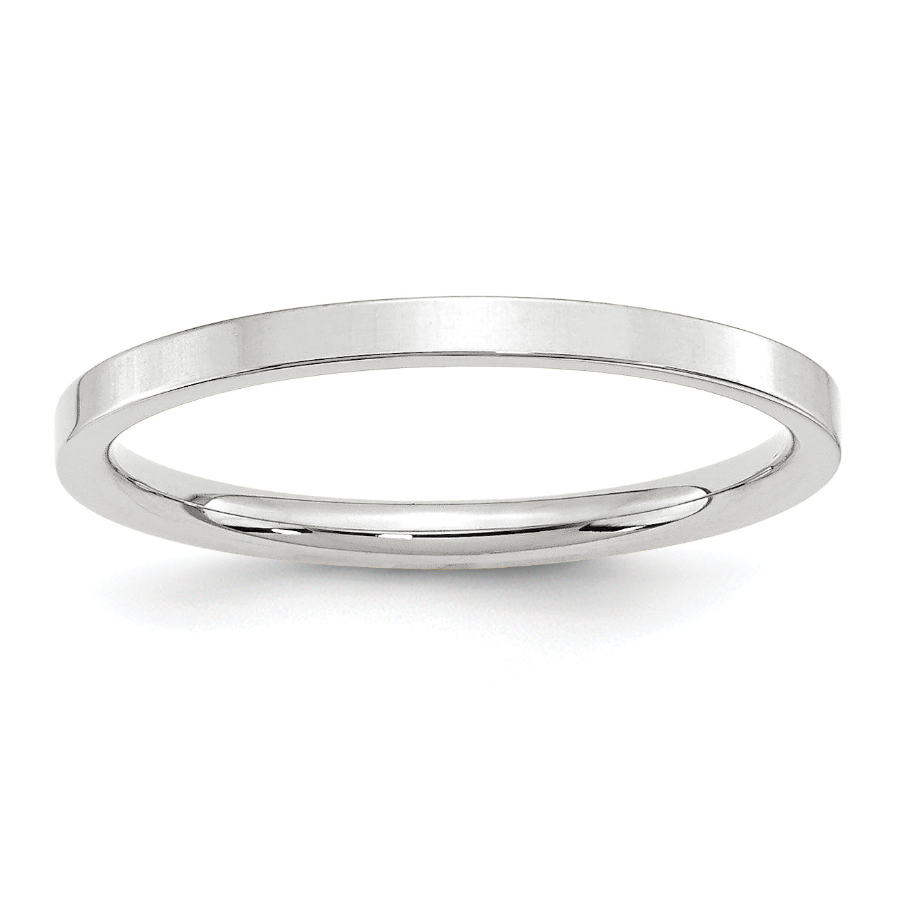 Solid 10K White Gold 2mm Standard Flat Comfort Fit Men's/Women's Wedding Band Ring Size 6.5