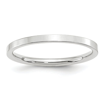 Solid 10K White Gold 2mm Standard Flat Comfort Fit Men's/Women's Wedding Band Ring Size 6.5