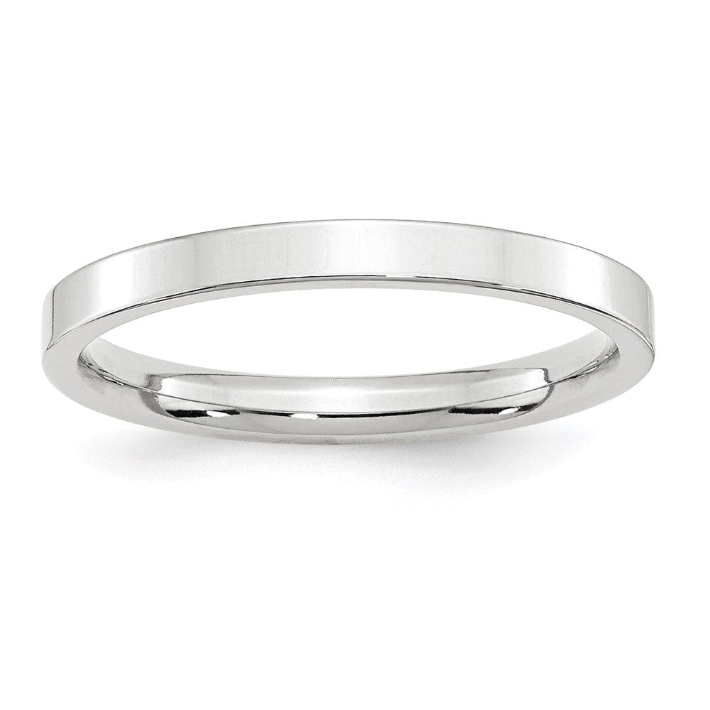 14k White Gold 2.5mm Standard Weight Flat Comfort Fit Wedding Band Ring