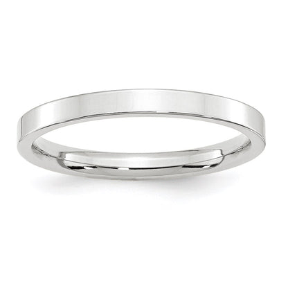 14k White Gold 2.5mm Standard Weight Flat Comfort Fit Wedding Band Ring
