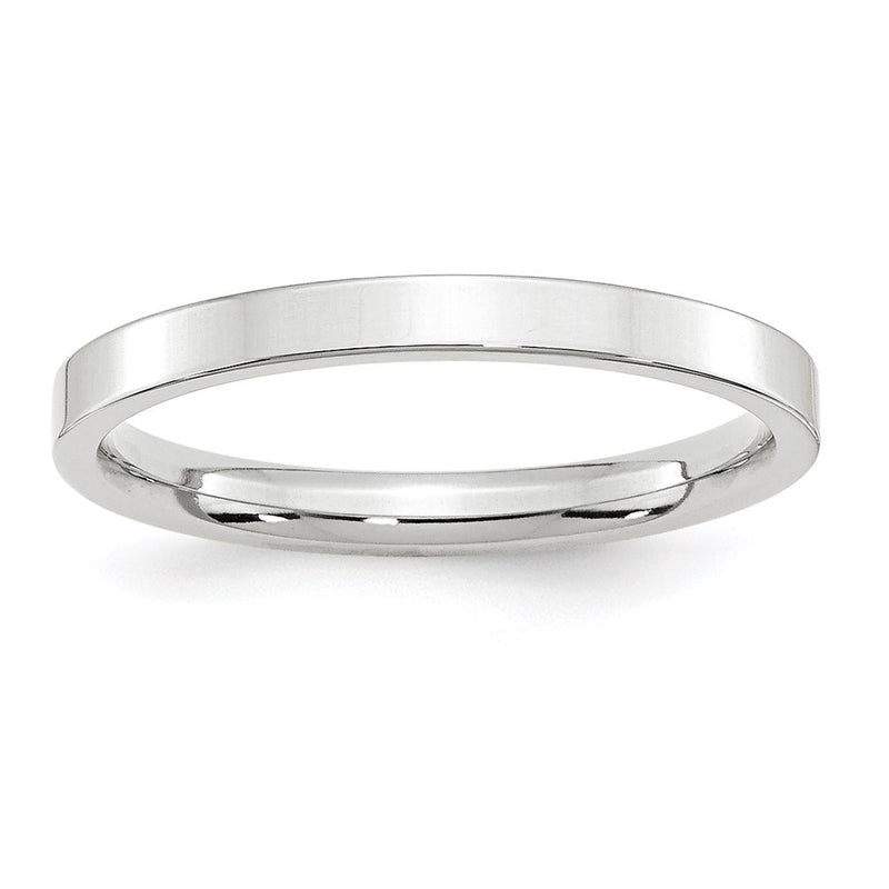 14k White Gold 2.5mm Standard Weight Flat Comfort Fit Wedding Band Ring