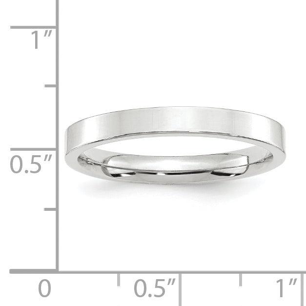 Solid 10K White Gold 3mm Standard Flat Comfort Fit Men's/Women's Wedding Band Ring Size 12