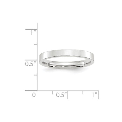 14k White Gold 3mm Standard Weight Flat Comfort Fit Wedding Band Ring