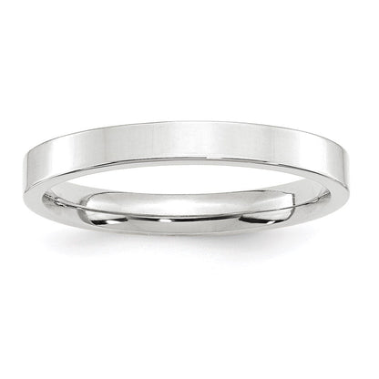 18k White Gold 3mm Standard Weight Flat Comfort Fit Wedding Band Ring