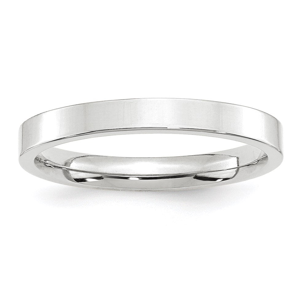 14k White Gold 3mm Standard Weight Flat Comfort Fit Wedding Band Ring