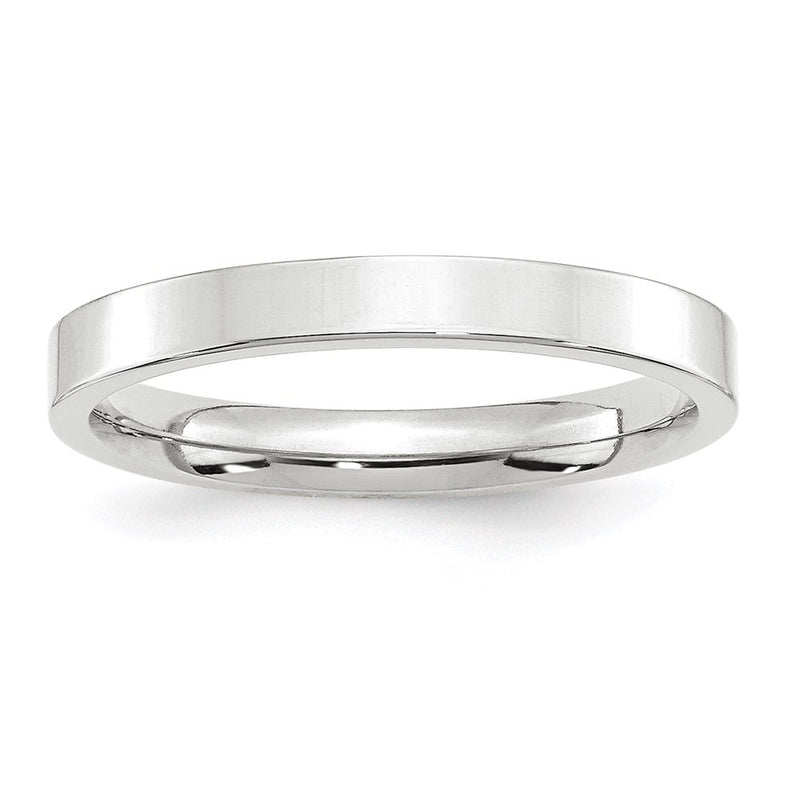 14k White Gold 3mm Standard Weight Flat Comfort Fit Wedding Band Ring
