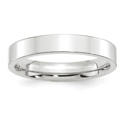 14k White Gold 4mm Standard Weight Flat Comfort Fit Wedding Band Ring
