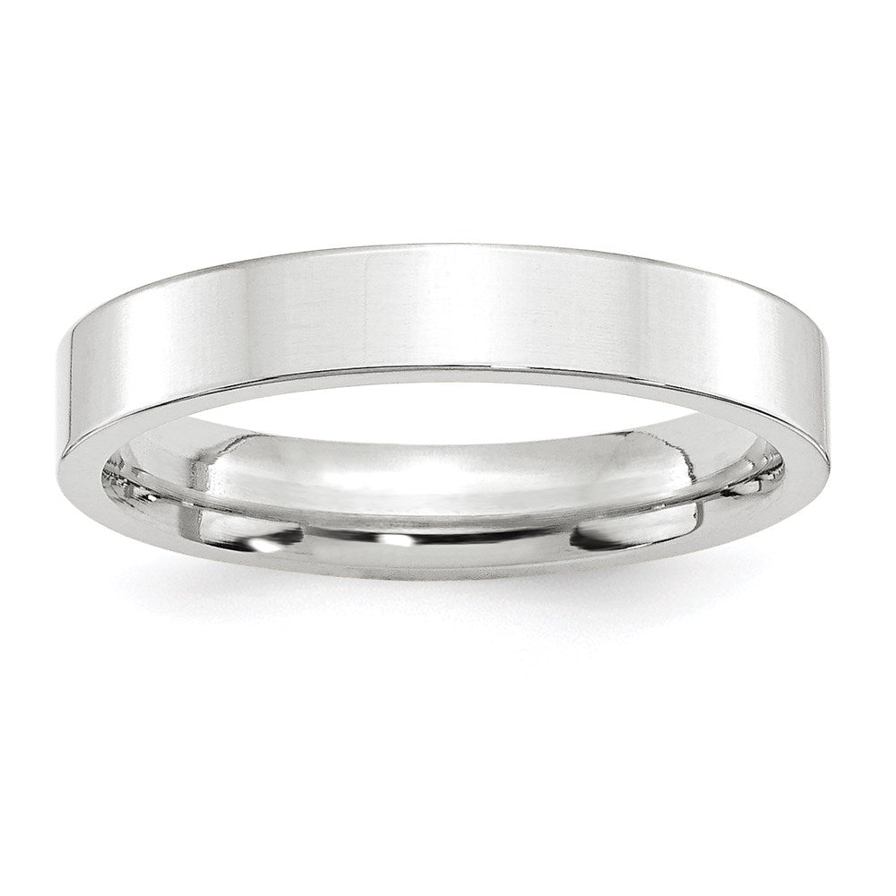 18k White Gold 4mm Standard Weight Flat Comfort Fit Wedding Band Ring