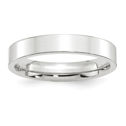 18k White Gold 4mm Standard Weight Flat Comfort Fit Wedding Band Ring