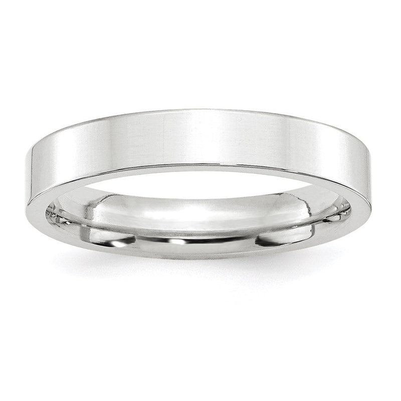 18k White Gold 4mm Standard Weight Flat Comfort Fit Wedding Band Ring