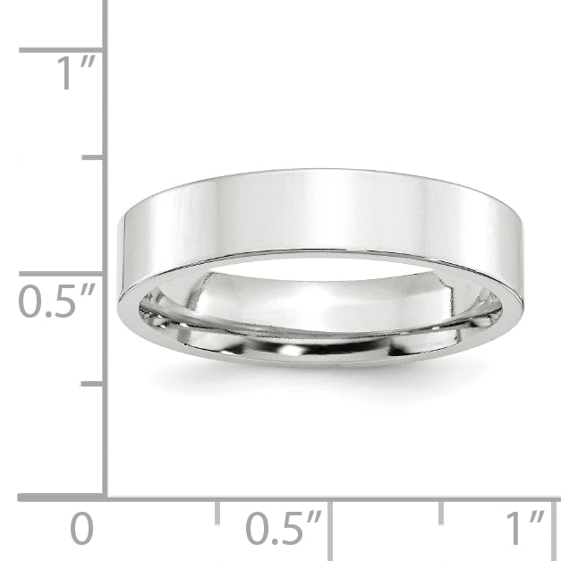 Solid 10K White Gold 5mm Standard Flat Comfort Fit Men's/Women's Wedding Band Ring Size 14