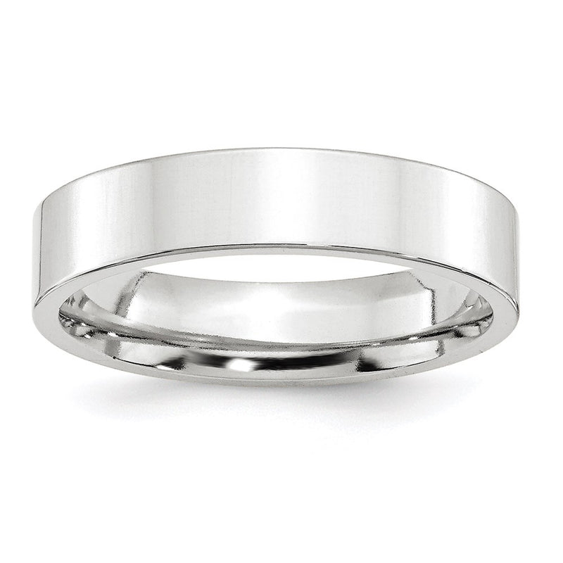 14k White Gold 5mm Standard Weight Flat Comfort Fit Wedding Band Ring