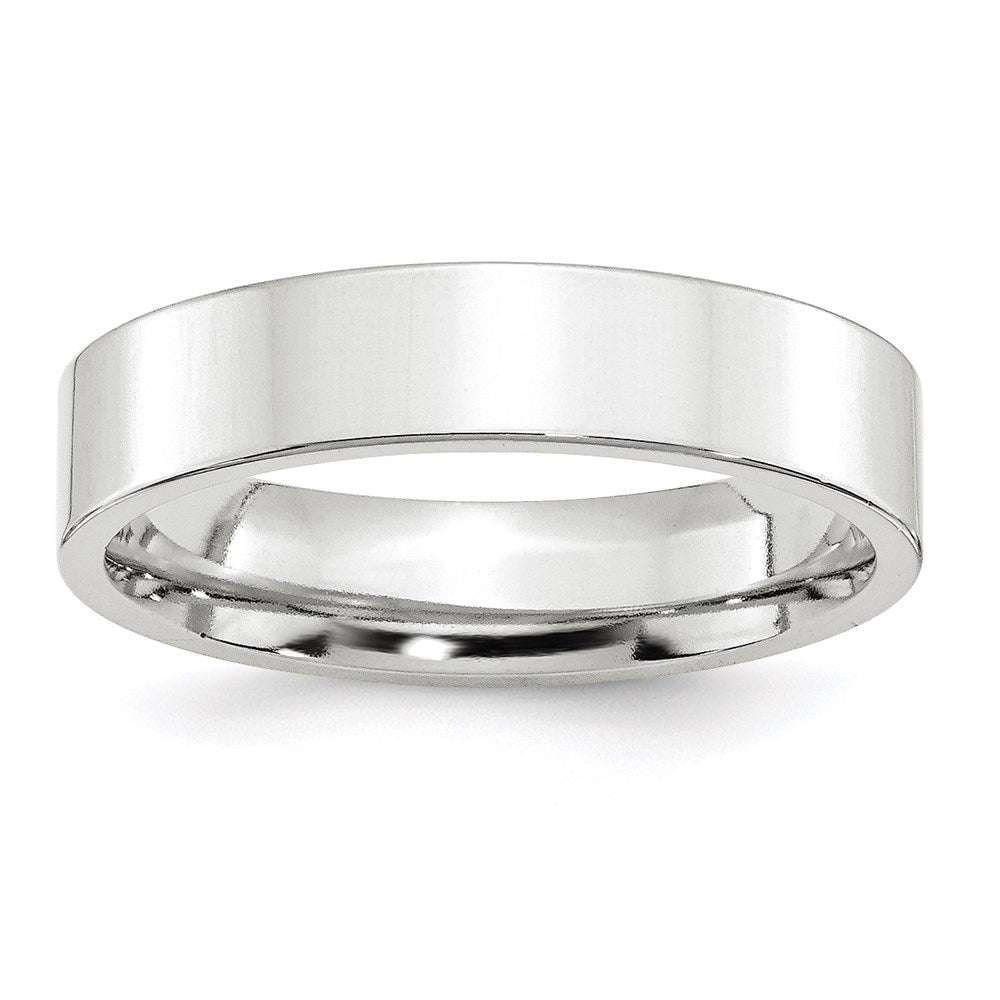 18k White Gold 5mm Standard Weight Flat Comfort Fit Wedding Band Ring