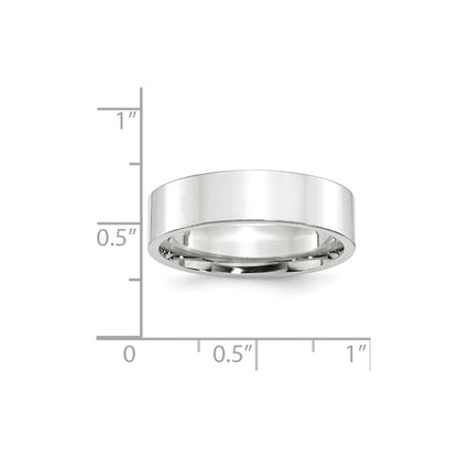14k White Gold 6mm Standard Weight Flat Comfort Fit Wedding Band Ring
