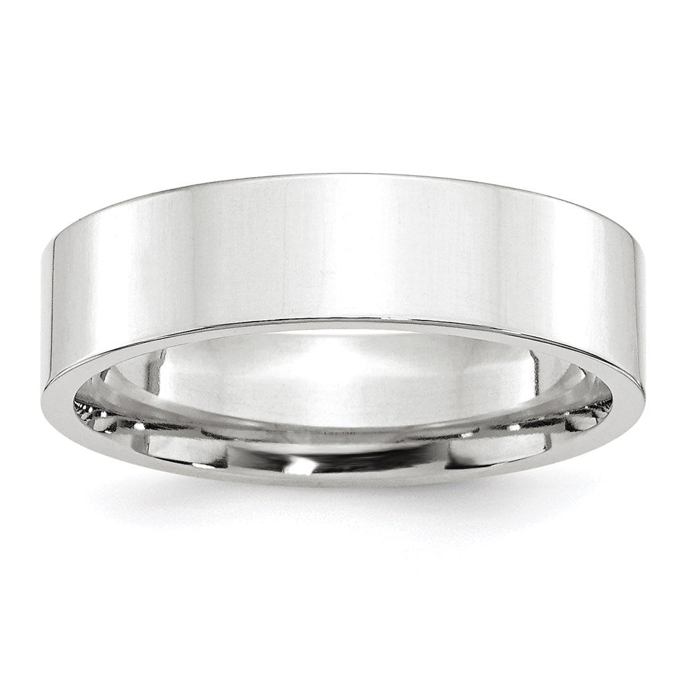 18k White Gold 6mm Standard Weight Flat Comfort Fit Wedding Band Ring