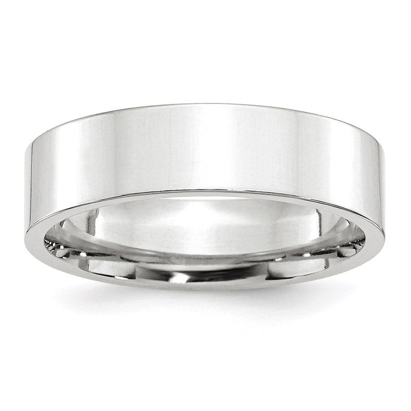 18k White Gold 6mm Standard Weight Flat Comfort Fit Wedding Band Ring