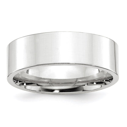 10k White Gold 7mm Standard Weight Flat Comfort Fit Wedding Band