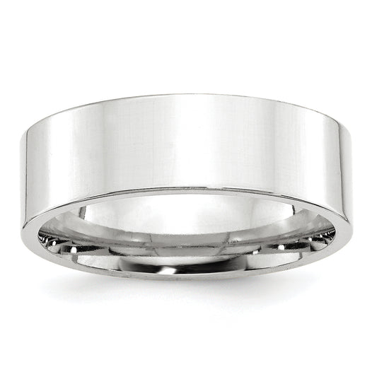 Solid 14K White Gold 7mm Standard Flat Comfort Fit Men's/Women's Wedding Band Ring Size 14