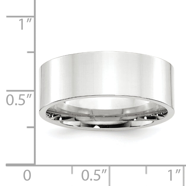 Solid 14K White Gold 8mm Standard Flat Comfort Fit Men's/Women's Wedding Band Ring Size 4.5