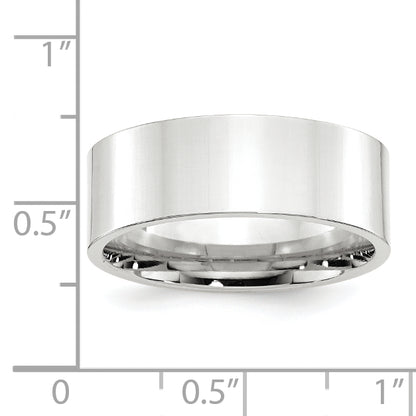 Solid 14K White Gold 8mm Standard Flat Comfort Fit Men's/Women's Wedding Band Ring Size 4.5