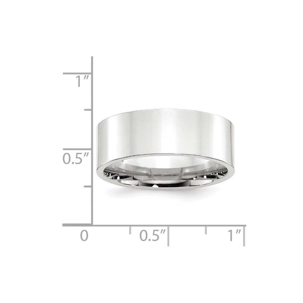 18k White Gold 8mm Standard Weight Flat Comfort Fit Wedding Band Ring