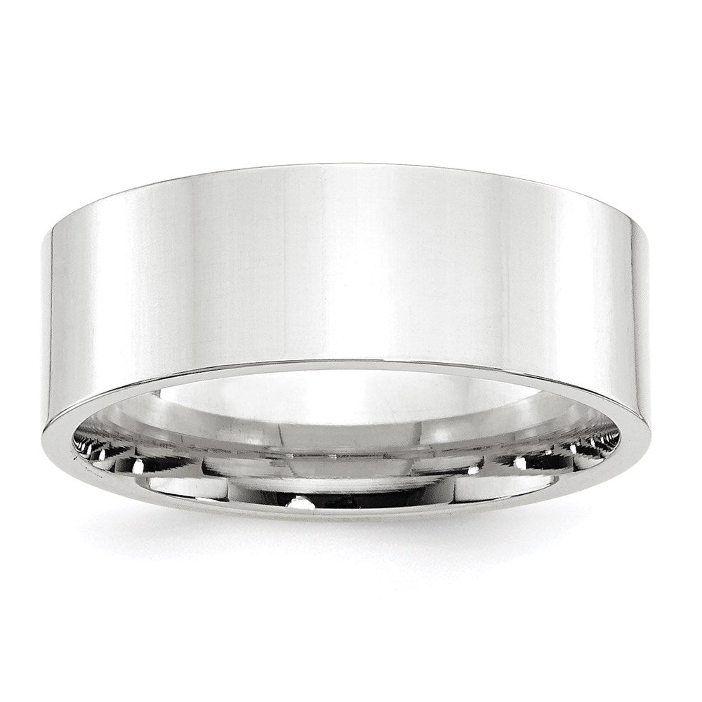 10k White Gold 8mm Standard Weight Flat Comfort Fit Wedding Band Ring