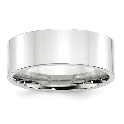 10k White Gold 8mm Standard Weight Flat Comfort Fit Wedding Band Ring