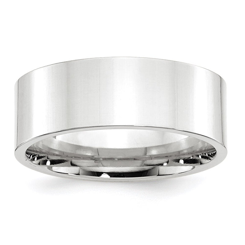 10k White Gold 8mm Standard Weight Flat Comfort Fit Wedding Band Ring
