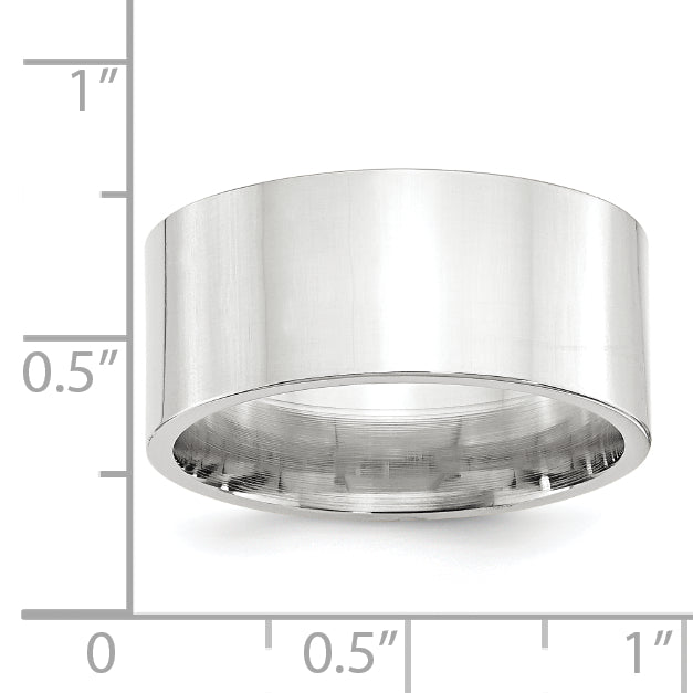 Solid 14K White Gold 10mm Standard Flat Comfort Fit Men's/Women's Wedding Band Ring Size 10