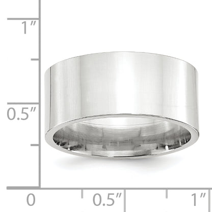 Solid 14K White Gold 10mm Standard Flat Comfort Fit Men's/Women's Wedding Band Ring Size 10