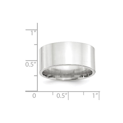 18k White Gold 10mm Standard Weight Flat Comfort Fit Wedding Band Ring
