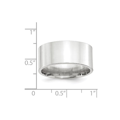 10k White Gold 10mm Standard Weight Flat Comfort Fit Wedding Band Ring