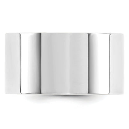 Solid 14K White Gold 12mm Standard Flat Comfort Fit Men's/Women's Wedding Band Ring Size 7.5