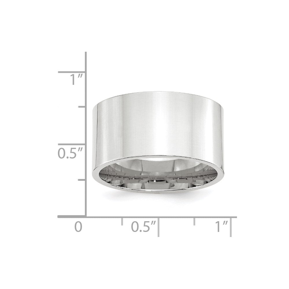 14k White Gold 12mm Standard Weight Flat Comfort Fit Wedding Band Ring