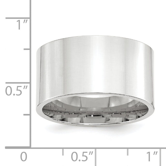 Solid 14K White Gold 12mm Standard Flat Comfort Fit Men's/Women's Wedding Band Ring Size 10