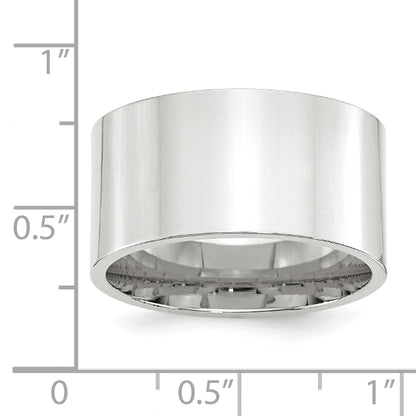 Solid 14K White Gold 12mm Standard Flat Comfort Fit Men's/Women's Wedding Band Ring Size 10
