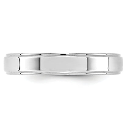 Solid 14K White Gold 4mm Flat with Step Edge Men's/Women's Wedding Band Ring Size 10