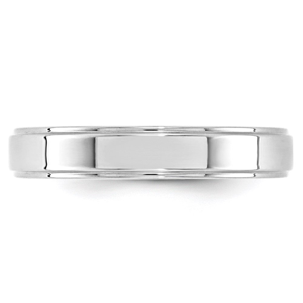 10k White Gold 4mm Flat with Step Edge Wedding Band Ring