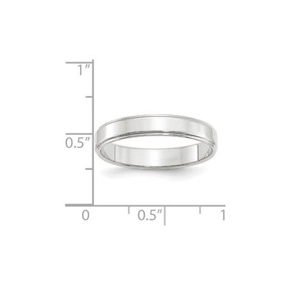 18k White Gold 4mm Flat with Step Edge Wedding Band Ring